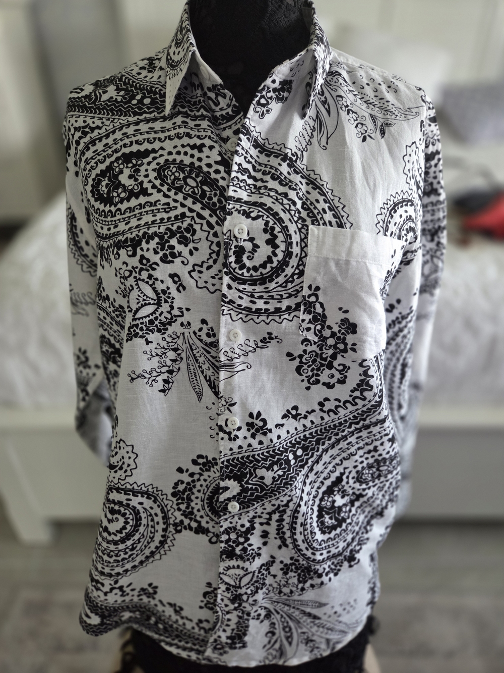 Cubavera Black and White Paisley Camp Shirt